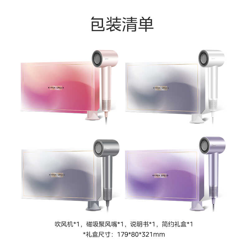 美的高速电吹风负离子家用速干护发电吹风大风力低噪大功率风筒机_FG2_星光紫