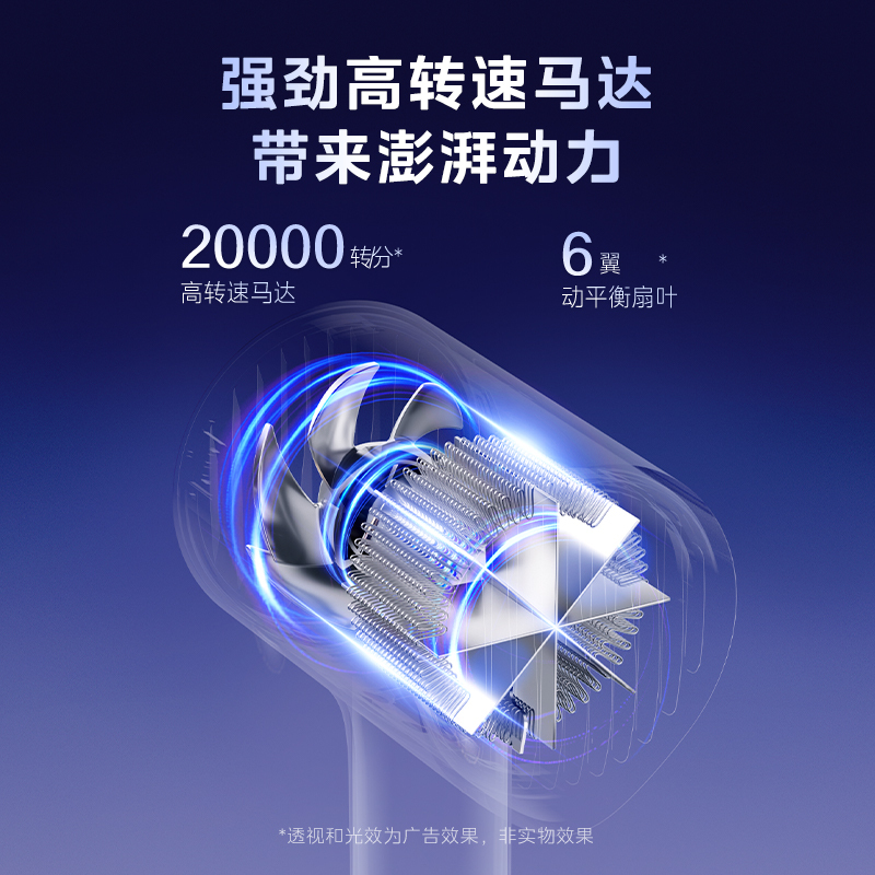 美的星夜蓝电吹风机MB-AJ0503 负离子护发 1600W速干 双温双速 低噪