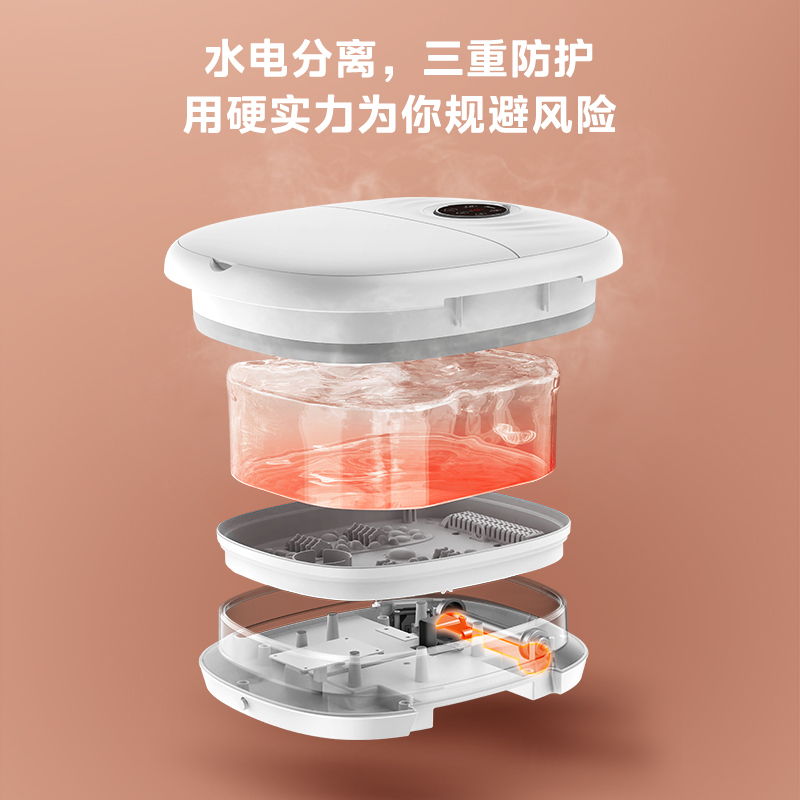 美的折叠款足浴盆/泡脚桶 穴位按摩 智能温控可折叠家用按摩养生神器（支撑）星空灰 MK-AJ0101