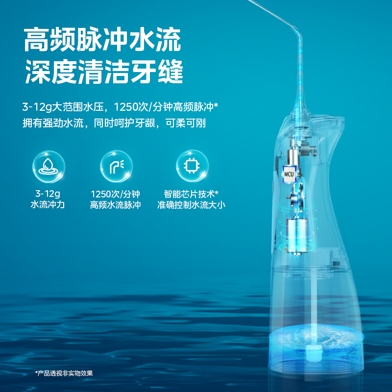 美的小蓝鲸冲牙器 便携式电动正畸口腔清洁水牙线 家用洗牙神器 蓝色 MC-BJ0102