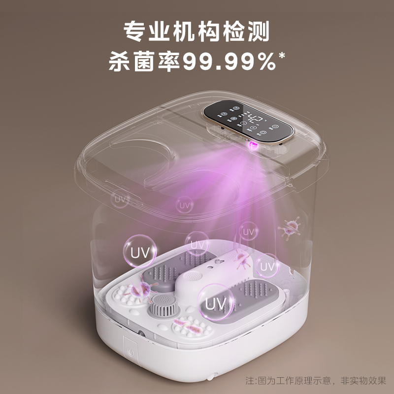 美的（Midea）泡脚桶杀菌足浴盆加热自动按摩洗脚盆熏蒸暖泡喷淋生日礼物送父母长辈ZL310温泉桶