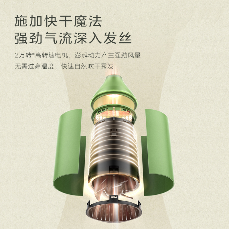 美的吹风机森林秘境款 3000万负离子电吹风吹风机家用速干护发吹风筒 节日礼物 MB-AJ0502