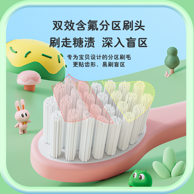 美的儿童电动牙刷YE1无线充电声波软毛小孩宝宝3-5-6-12岁防蛀牙礼物 萌萌黄