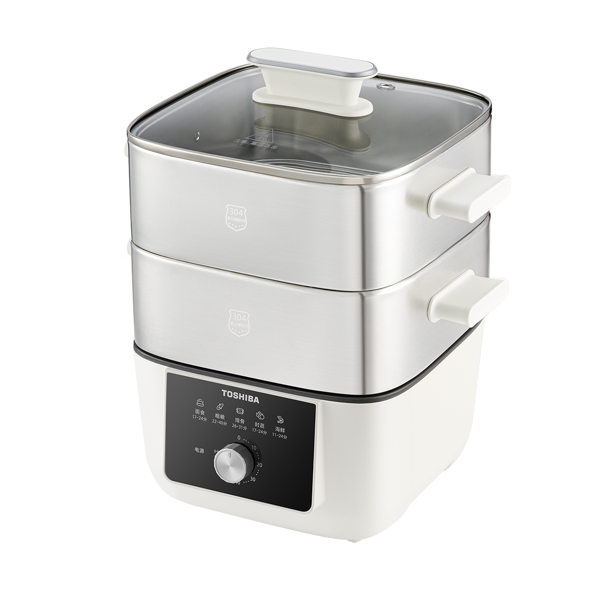 东芝 电蒸锅 ES-08KHVC 家用双层大容量蒸 锅体0涂层 12L 【机械款】