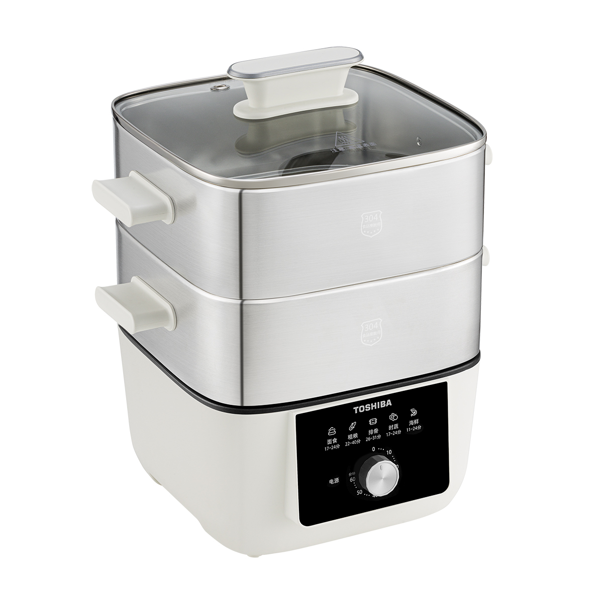东芝 电蒸锅 ES-08KHVC 家用双层大容量蒸 锅体0涂层 12L 【机械款】